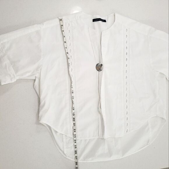 Zara Cotton V Neck Patty Blouse for Woman  size L - Picture 6 of 9